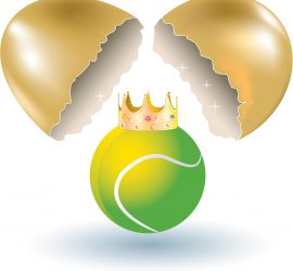 A tennis ball with a crown on it