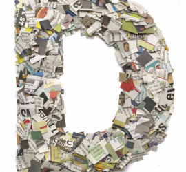 A letter made out of newspaper